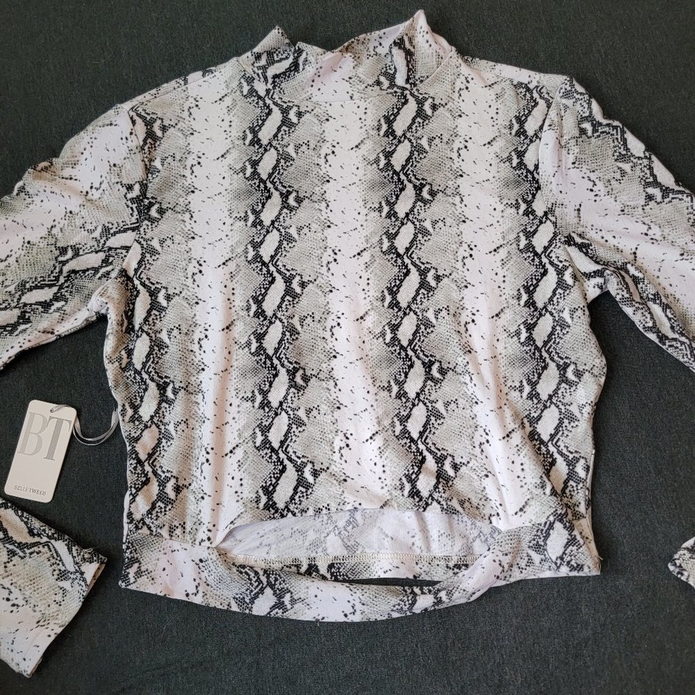 Belle Tweed Snakeskin Cutout Top